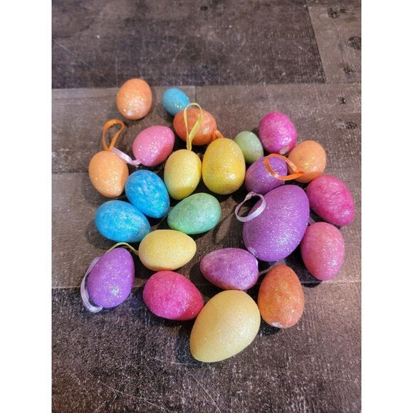 Multicolor Easter egg glitter ornament set home decor - Picture 1 of 7